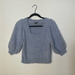 Light blue 3/4 length sleeve cropped sweater